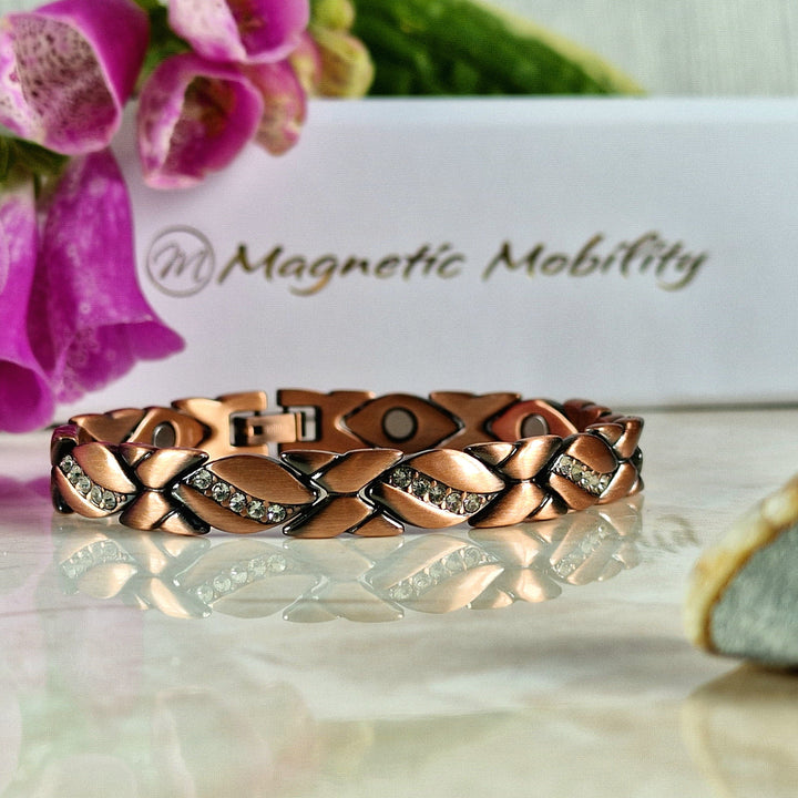 Beautiful copper bracelet with crystals for women