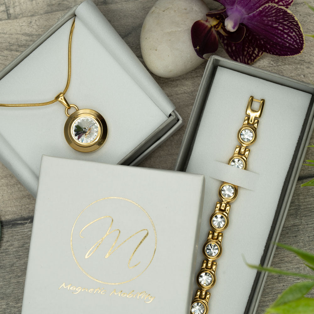 Angelica's Sun Triple Gift Set: 4in1 Magnetic Bracelet, Magnetic Necklace and Magnetic Earrings