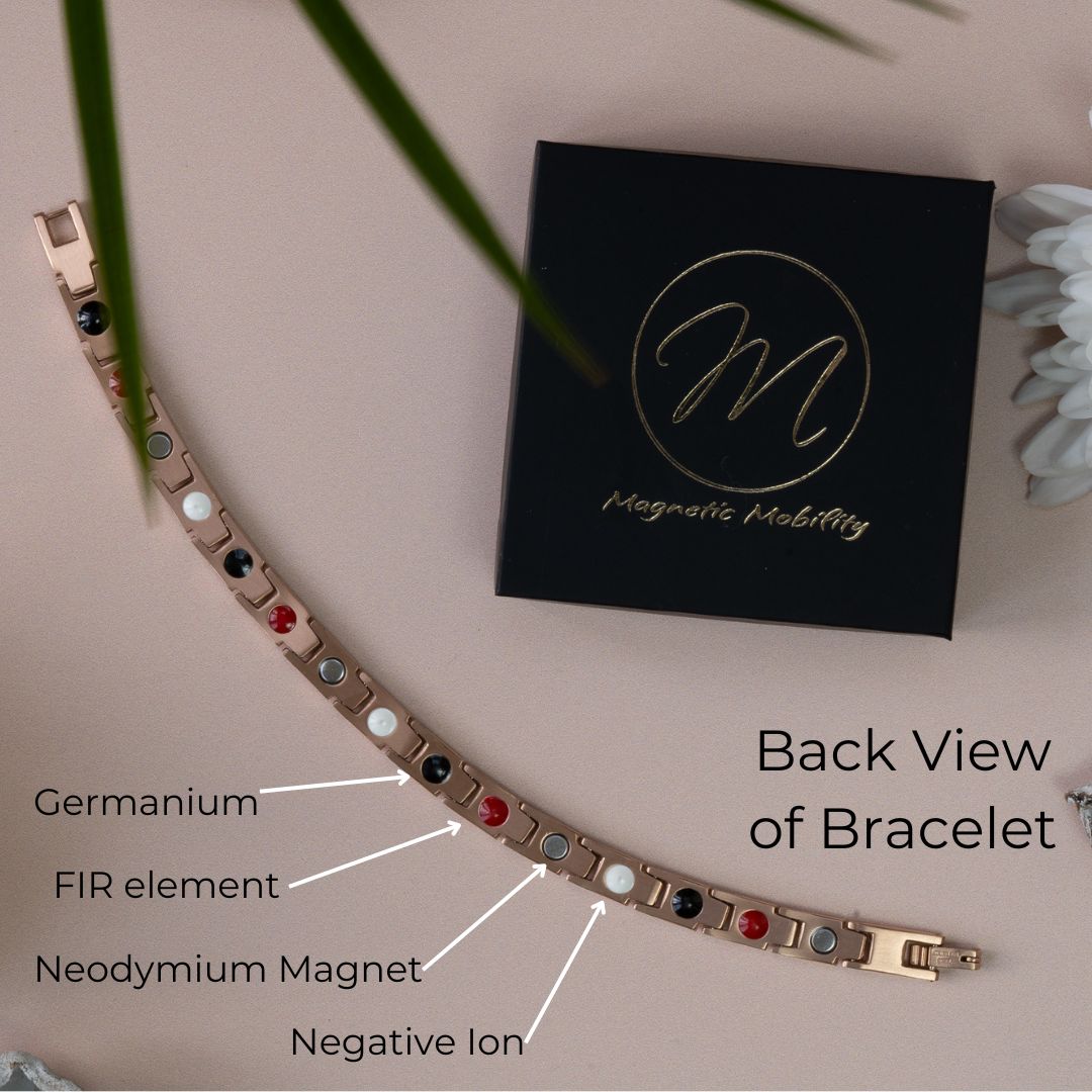Back view of the Apia Dawn 4in1 Magnetic Bracelet from Magnetic Mobility - Rose Gold thin Magnetic Bracelet