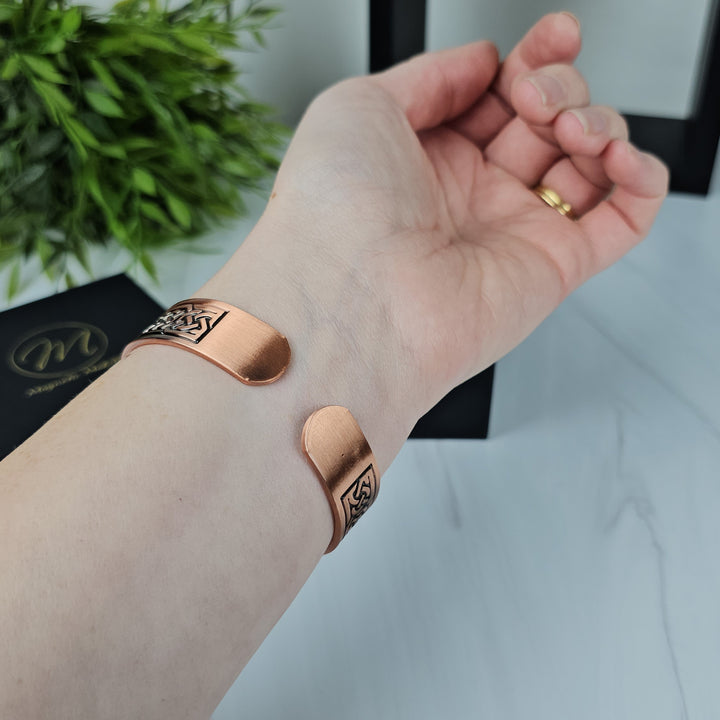 Burdox Copper Bracelet on a wrist - open back