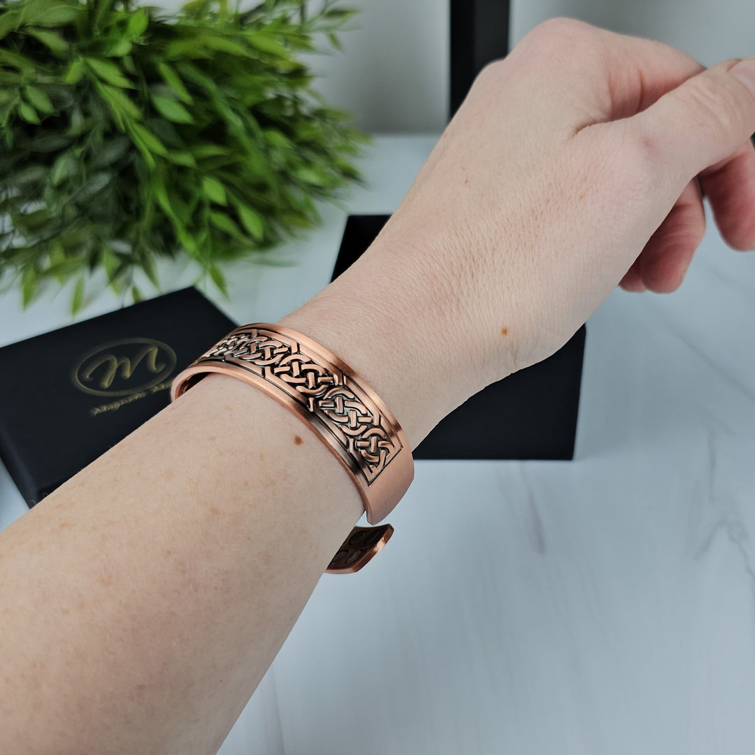 Burdox Copper Bracelet on a wrist - side view -from Magnetic Mobility