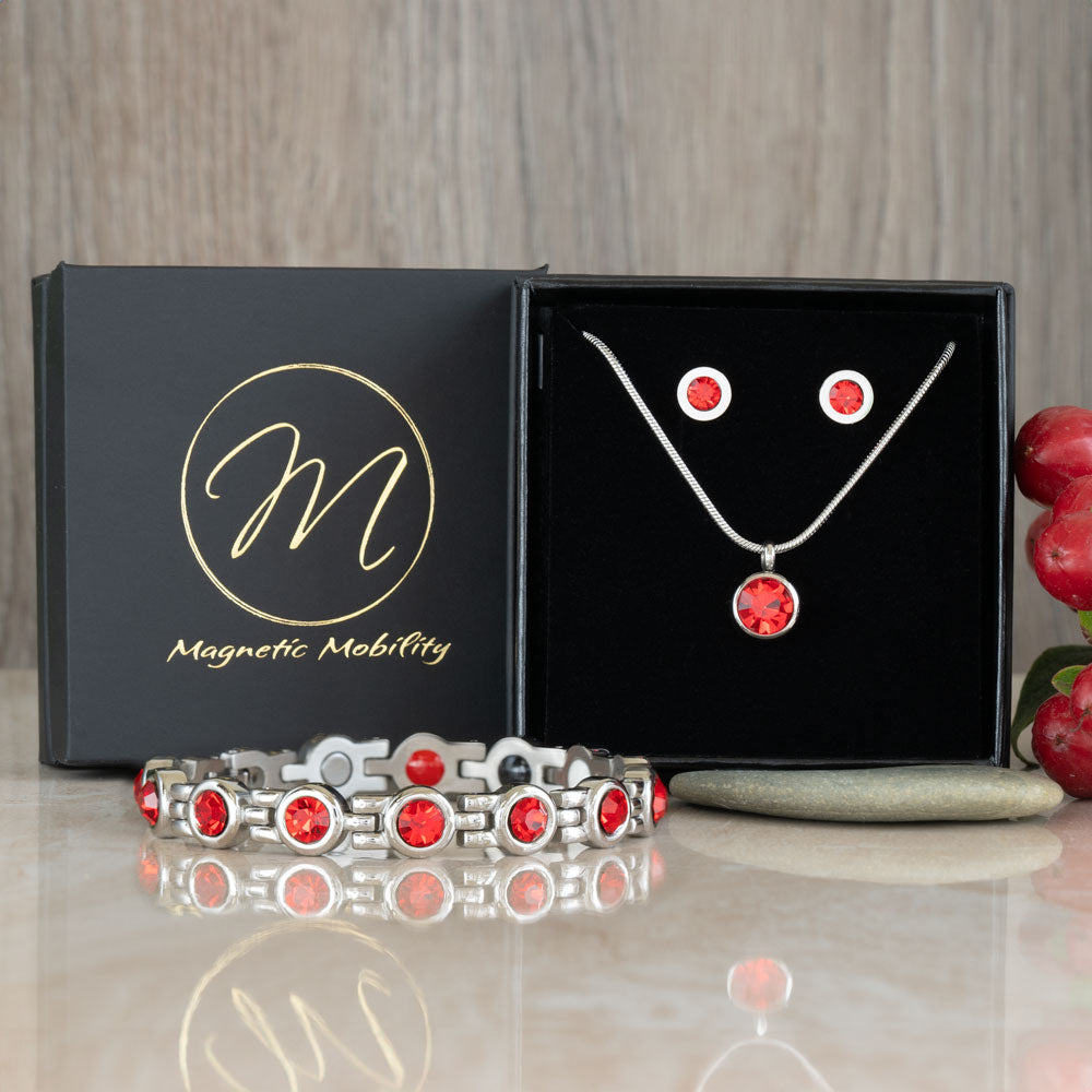 January Birthstone Bundle Magnetic Bracelet, Necklace and Earrings