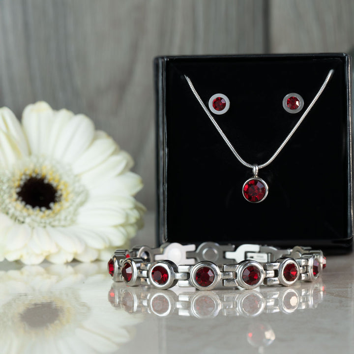 July Birthstone Bundle - Magnetic Bracelet, Necklace and Earrings