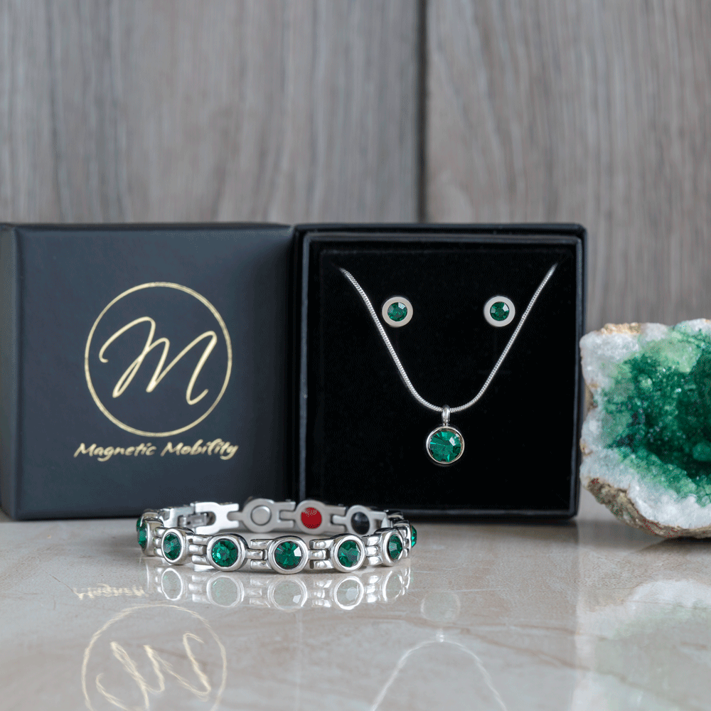 May Birthstone Bundle - Magnetic Bracelet, Necklace and Earrings