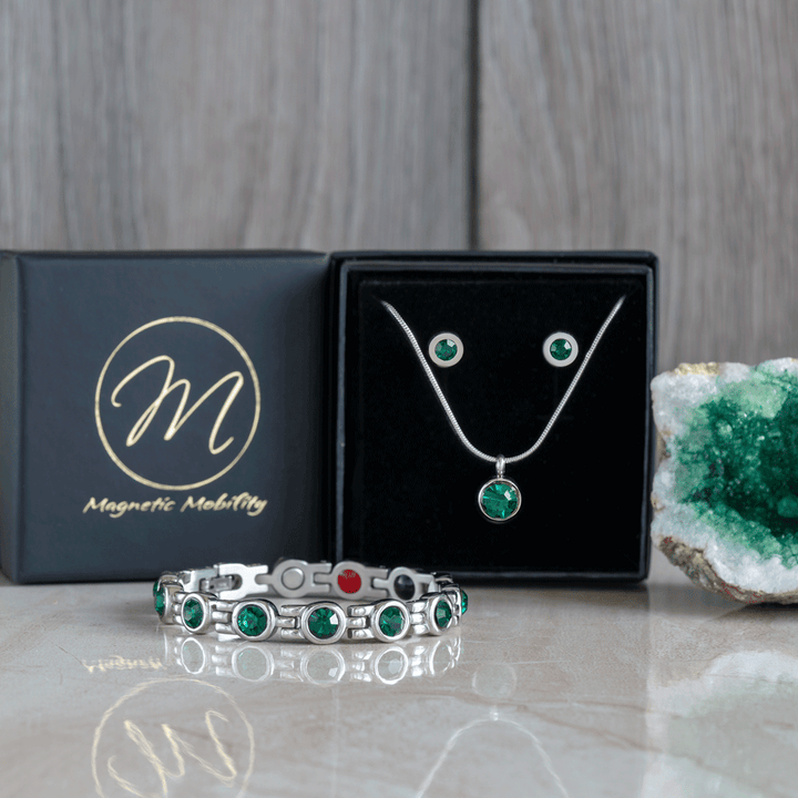 May Birthstone Bundle - Magnetic Bracelet, Necklace and Earrings