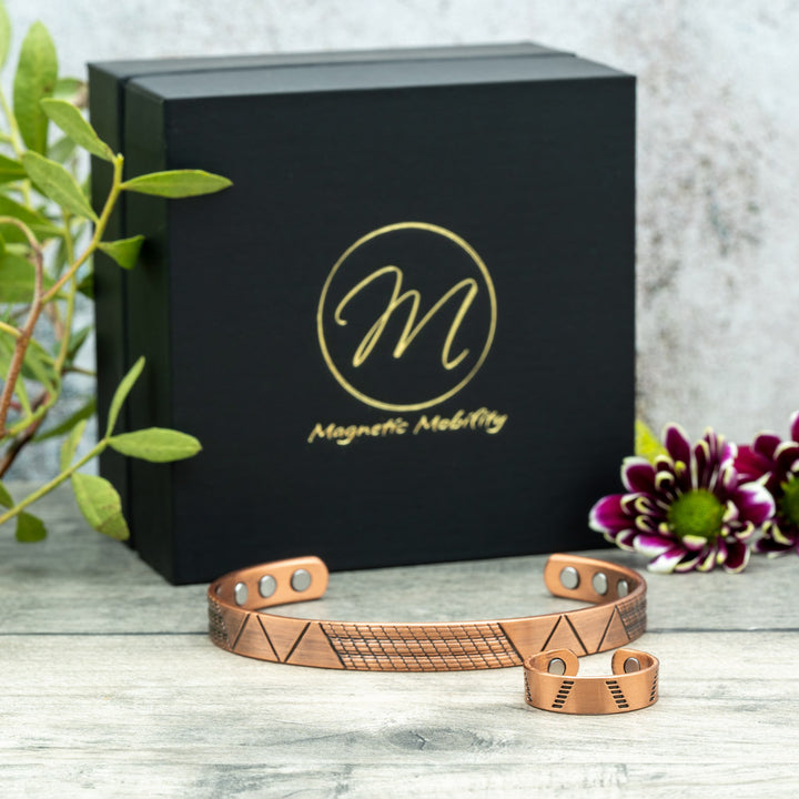 Soloman Copper Bracelet and Copper Ring Gift Set