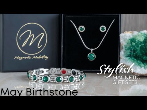 May Birthstone Bundle - Magnetic Bracelet, Necklace and Earrings