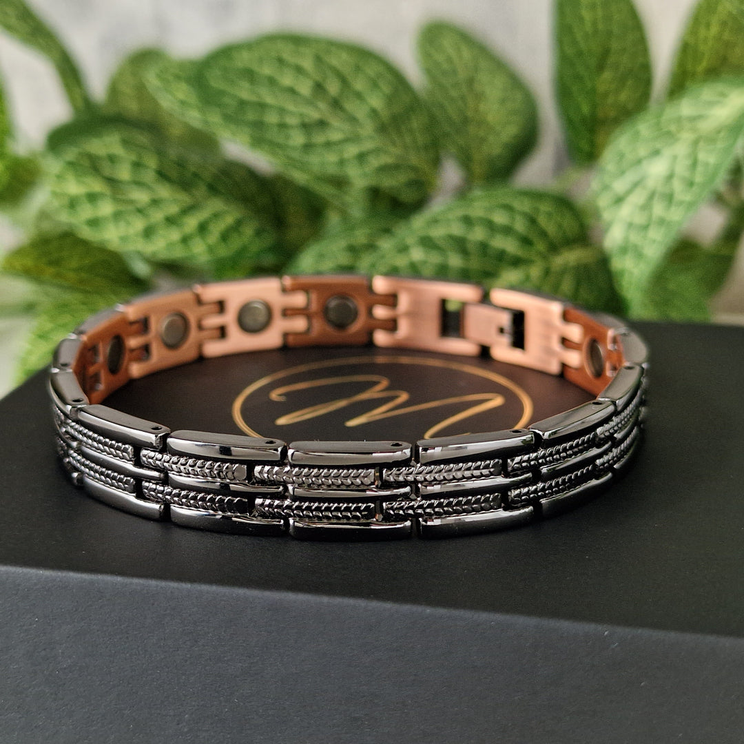 Copper Link bracelet - Black coated Copper with Magnets