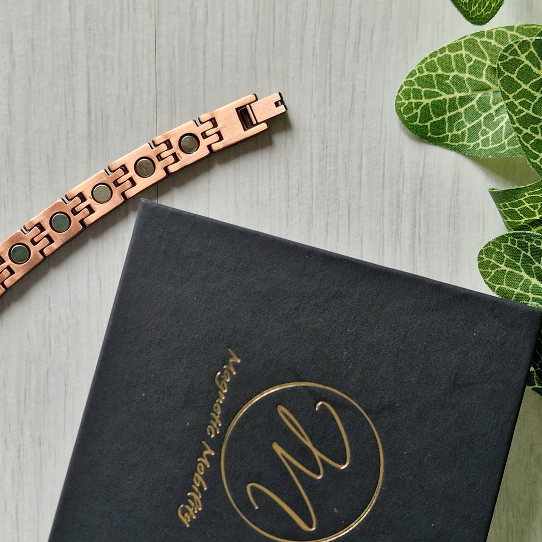 Back view of Copper link bracelet with magnets