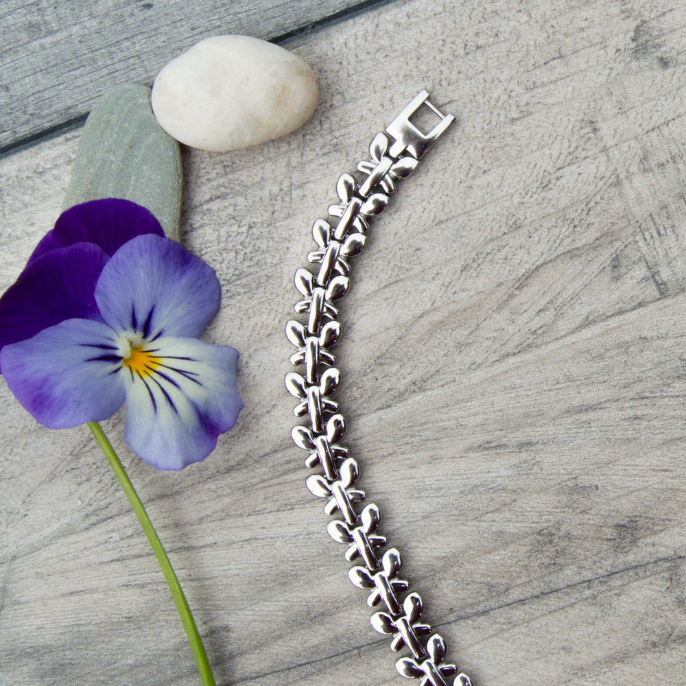 Top view of Buddleia Moon Magnetic Bracelet.