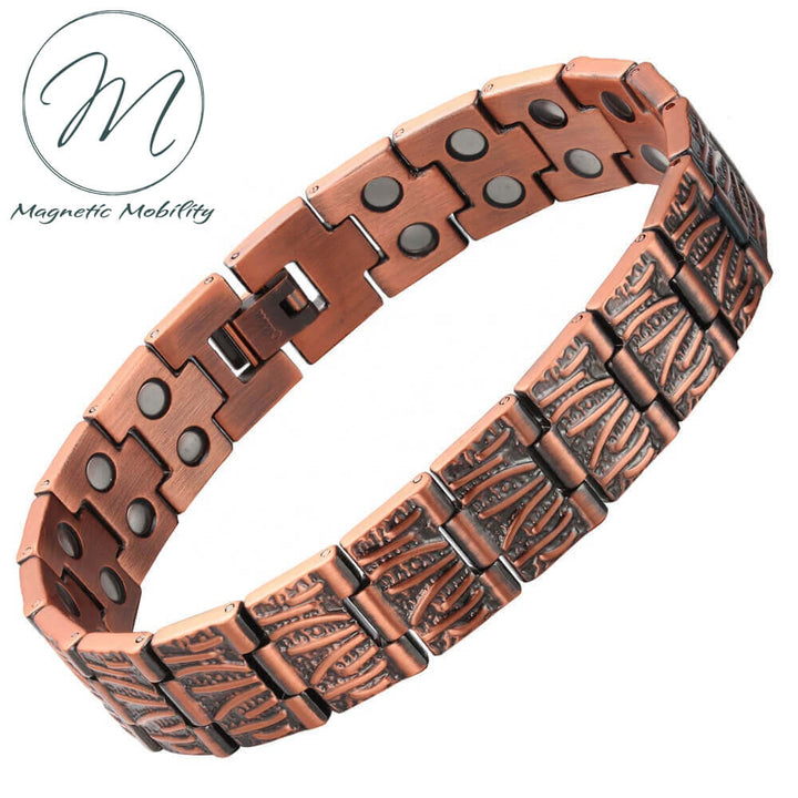 Comfortable & Adjustable Magnetic Copper Bracelet for Men. 99.9% pure Copper, Double row of 3000 gauss Neodymium Magnets: Relieve Pain, Reduce inflammation, Improve circulation, Improve immune function. Get back to living your best life pain free! Helps relieve  Arthritis and joint/muscle pain. Ideal gift! Buy Irish
