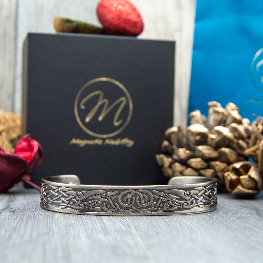 Silver Clover Copper bracelet - Mens Copper Bracelet in Silver Colour with Celtic Design,