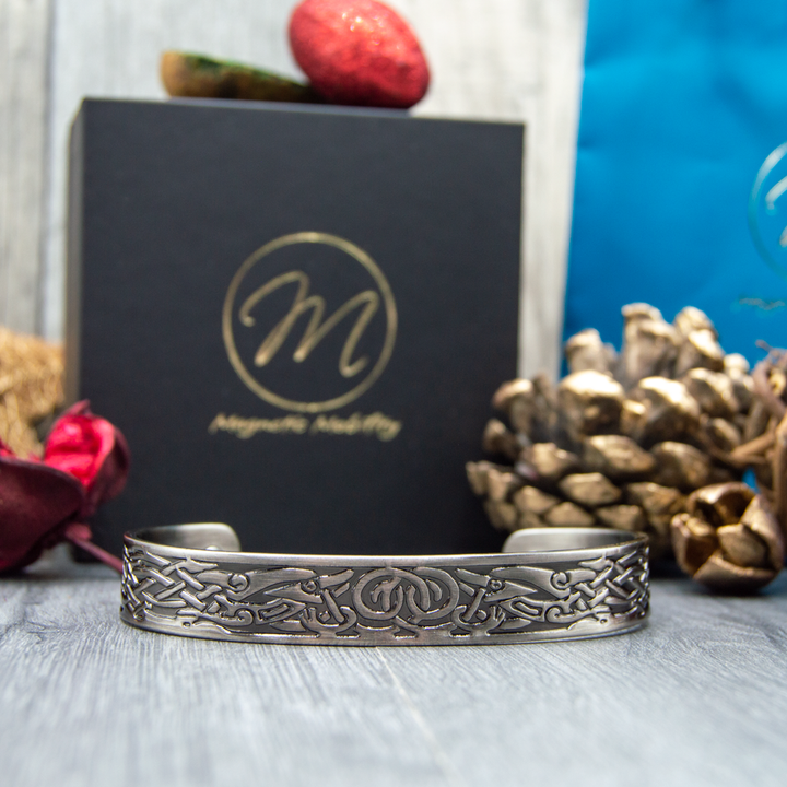 Silver Clover Copper bracelet - Mens Copper Bracelet in Silver Colour with Celtic Design,