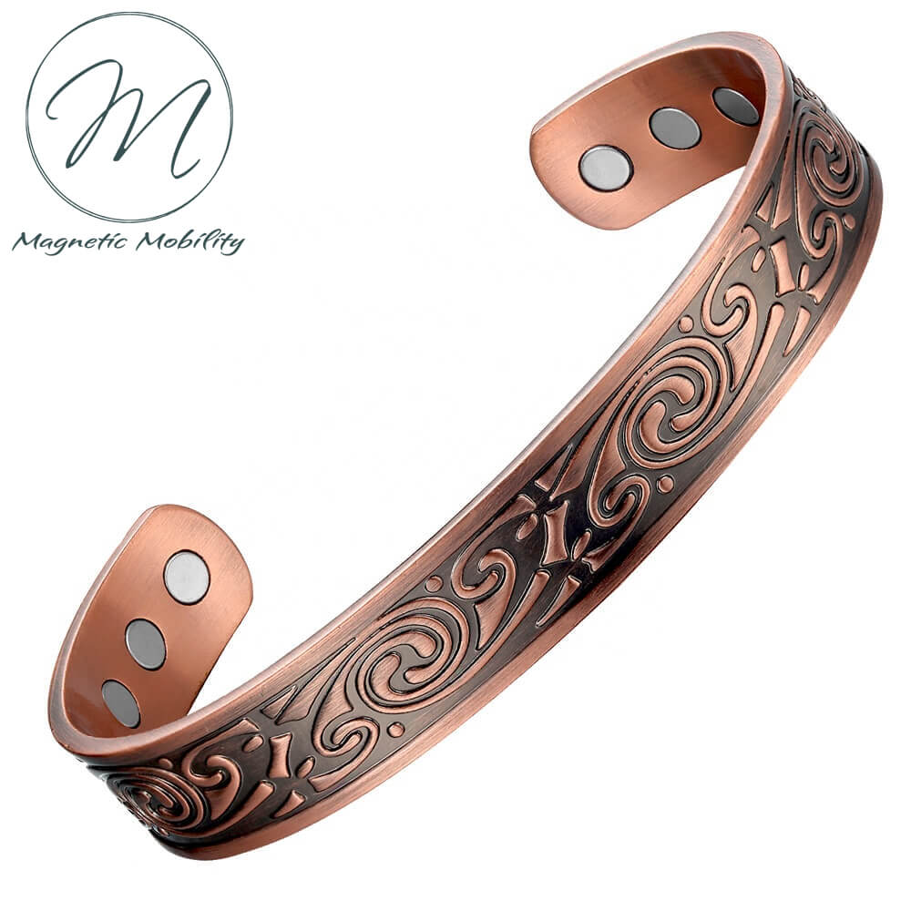 Celtic design Mens Magnetic Copper Bracelet. 99.9% pure Copper, 3000 gauss Neodymium Magnets: Relieve Pain, Reduce inflammation, Improve circulation, Improve immune function.