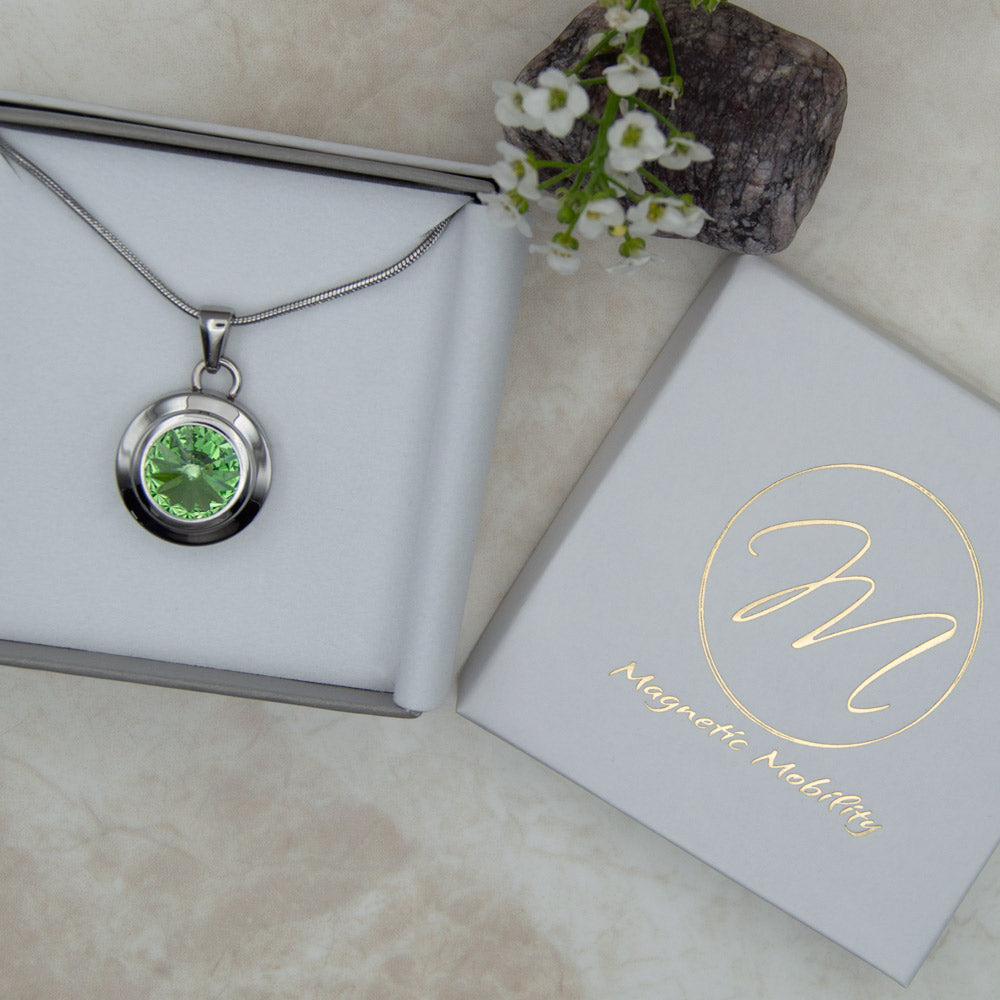 Green crystal Angelica Necklace Silver Colour