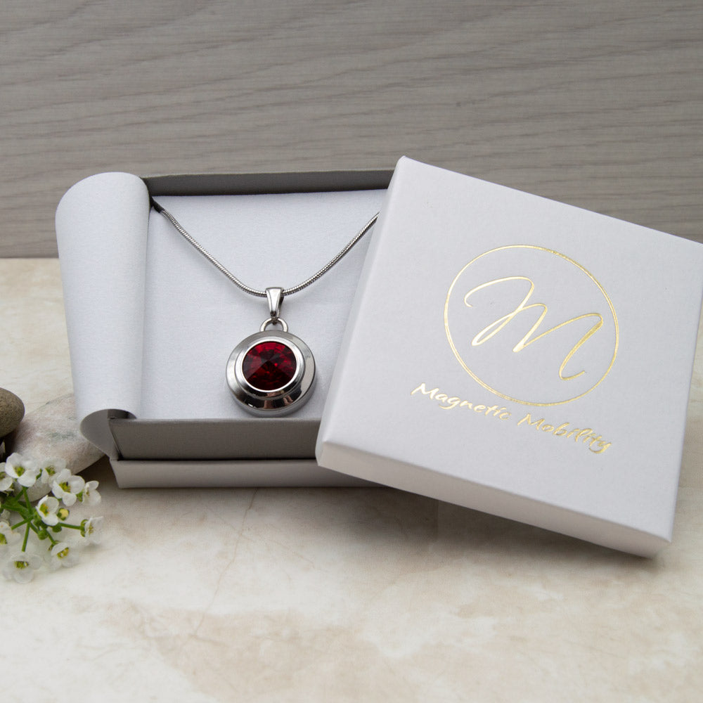 Red Crystal Angelica Necklace Silver Colour