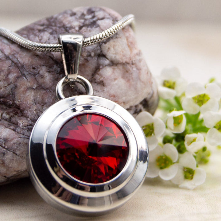 Red Crystal Angelica Necklace Silver Colour