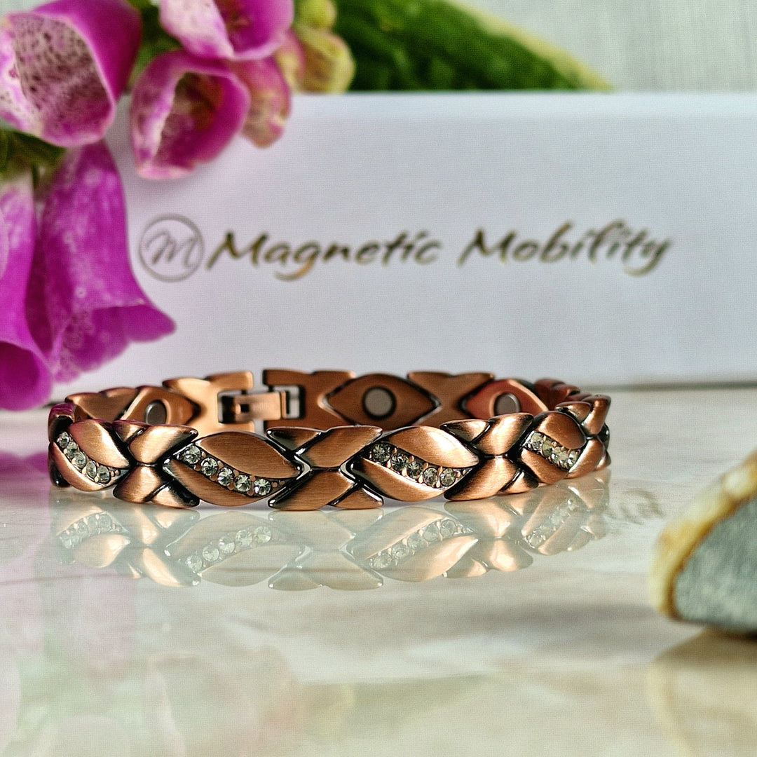 Beautiful copper bracelet with crystals for women