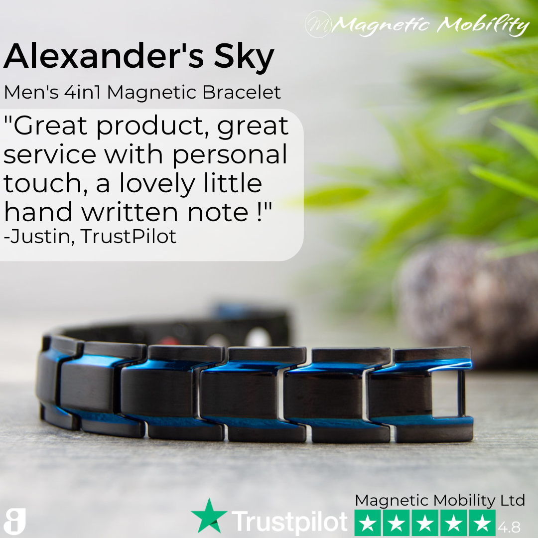 Trustpilot review of Alexanders Sky 4in1 Magnetic Bracelet: Great product, great service with personal touch, a lovely little hand written note !