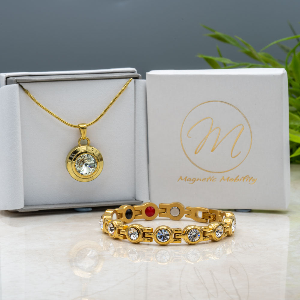 Angelica's Sun Triple Gift Set: 4in1 Magnetic Bracelet, Magnetic Necklace and Magnetic Earrings