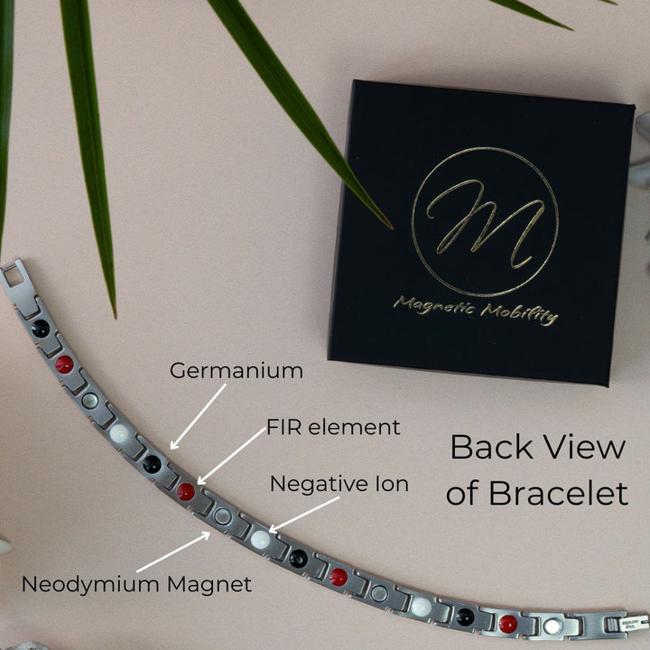 Back view of the Apia Moon 4in1 Magnetic Bracelet from Magnetic Mobility - Silver and gold magnetic bracelet 