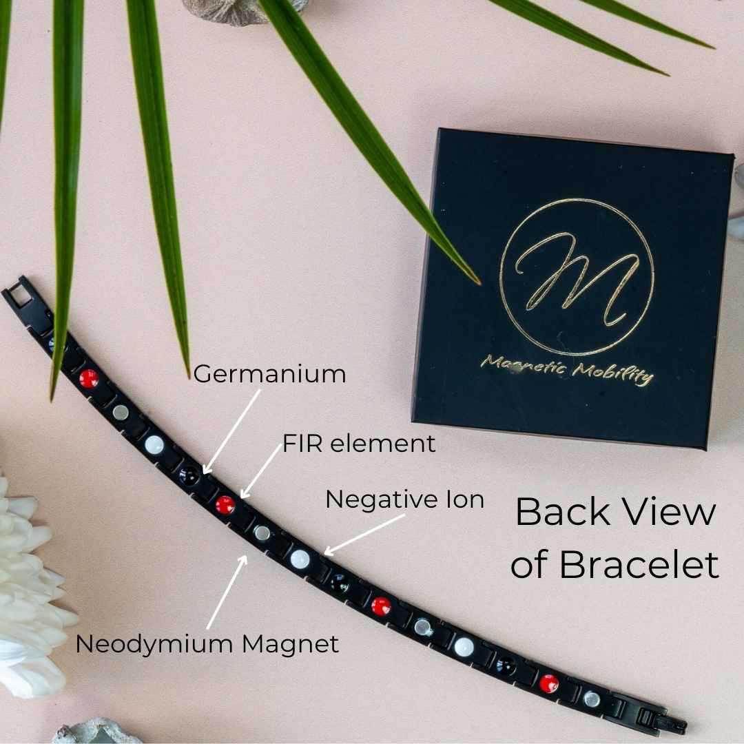 Back view of Apia Night 4in1 Magnetic Bracelet from Magnetic Mobility - Thin black magnetic bracelet 