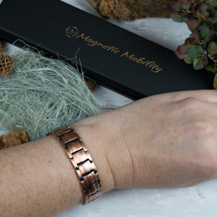 Ashe Copper Magnetic Link Bracelet - Triple strength