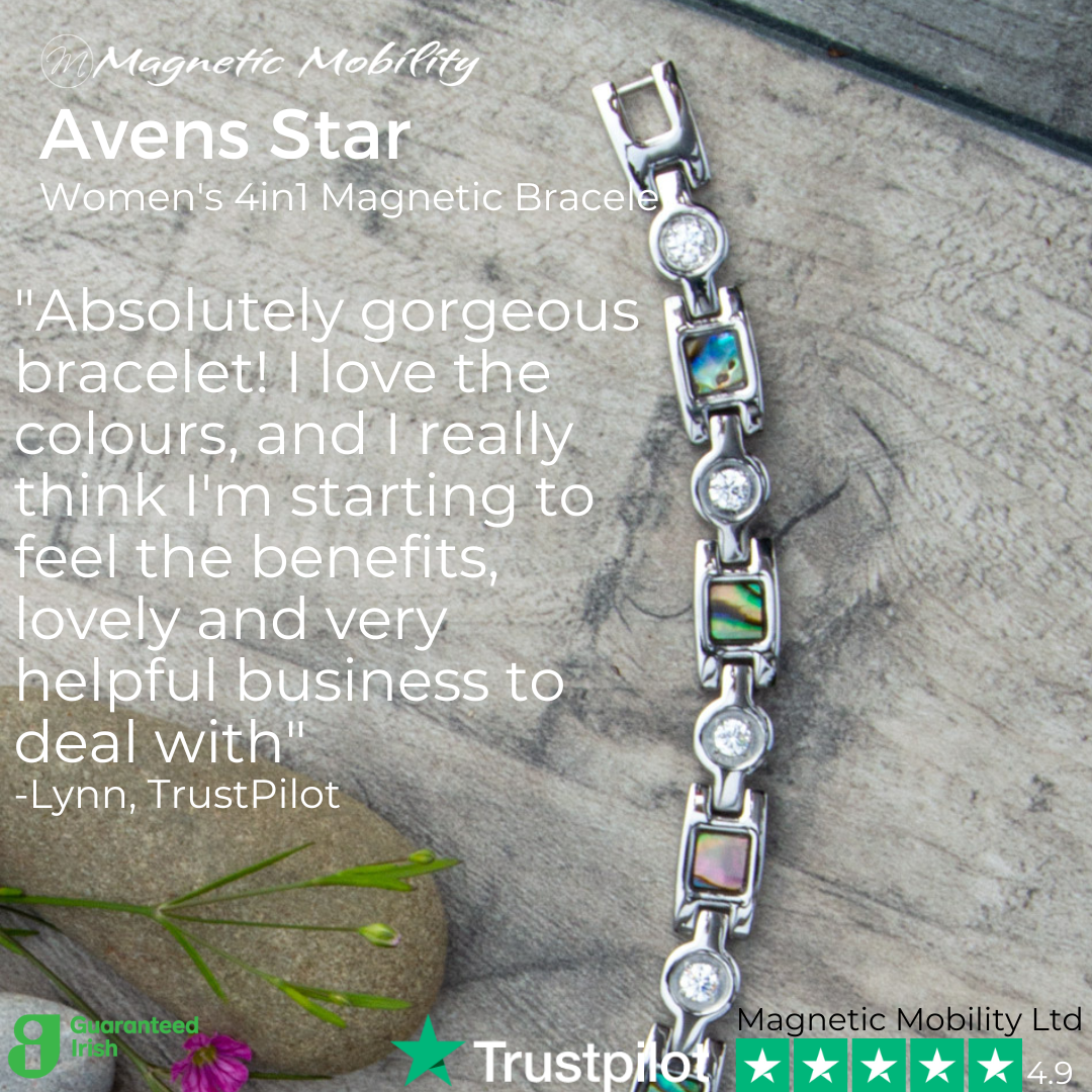 Avens Star 4in1 Magnetic Bracelet - customer review "Absolutely gorgeous bracelet! I love the colours, and I really think I'm starting to feel the benefits, lovely and very helpful business to deal with" -Lynn, TrustPilot