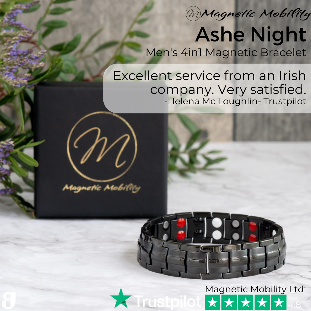 Ashe Night 4in1 Magnetic Bracelet - customer review - Excellent service from an Irish company. Very satisfied. Helena Mc Loughlin - 5 star Trustpilot review Ashe Night