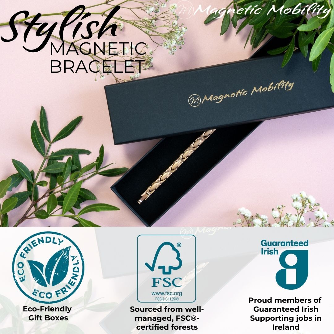 Laurel Dawn - a rose gold 4in1 Magnetic bracelet in a black eco-friendly gift box