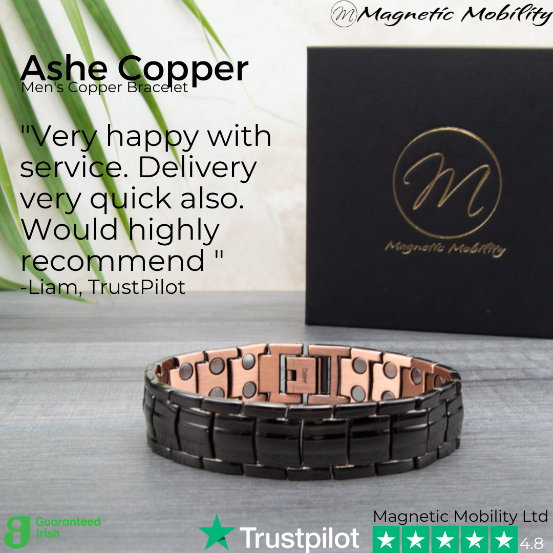 Ashe Copper Magnetic bracelet - customer review - "Very happy with service. Delivery very quick also. Would highly recommend " -Liam, TrustPilot