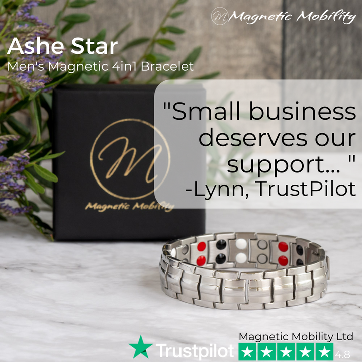 Ashe Star 4in1 Magnetic Bracelet - customer review ""Small business deserves our support... " -Lynn, TrustPilot" 