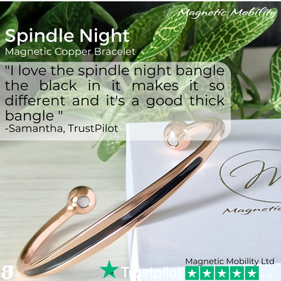 Spindle Night Review: I love the spindle night bangle the black in it makes it so different and it's a good thick bangle 