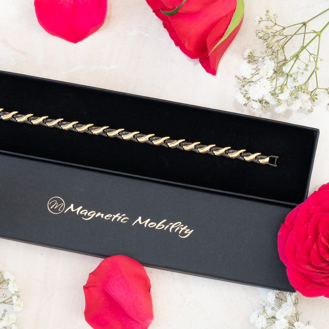 Virginia Twilight 4in1 Magnetic Bracelet - Black and gold - Magnetic Mobility - in gift box