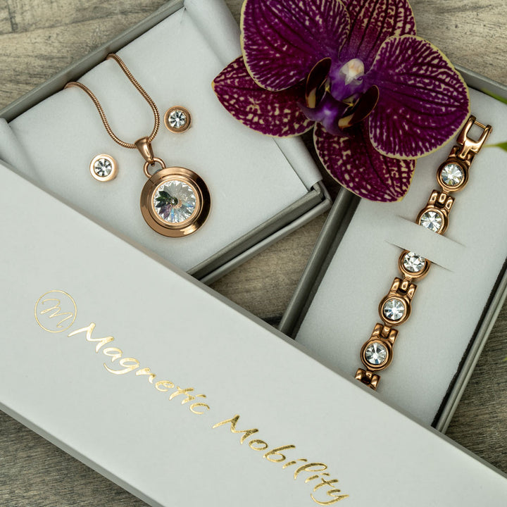Angelica's Dawn Triple Gift Set: 4in1 Magnetic Bracelet, Magnetic Necklace and Magnetic Earrings