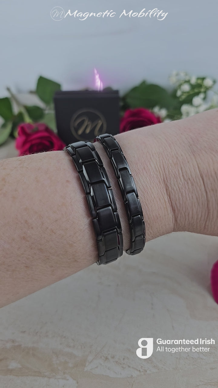 a video showcasing the Dynamic duo - black magnetic bracelets for couples as a valentines day gift from Ireland