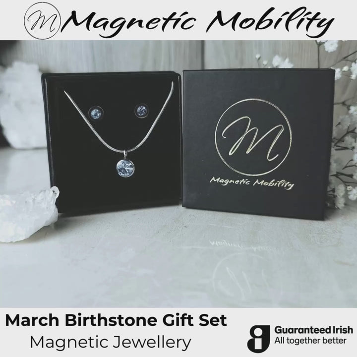 March Birthstone Bundle - Magnetic Bracelet, Necklace and Earrings