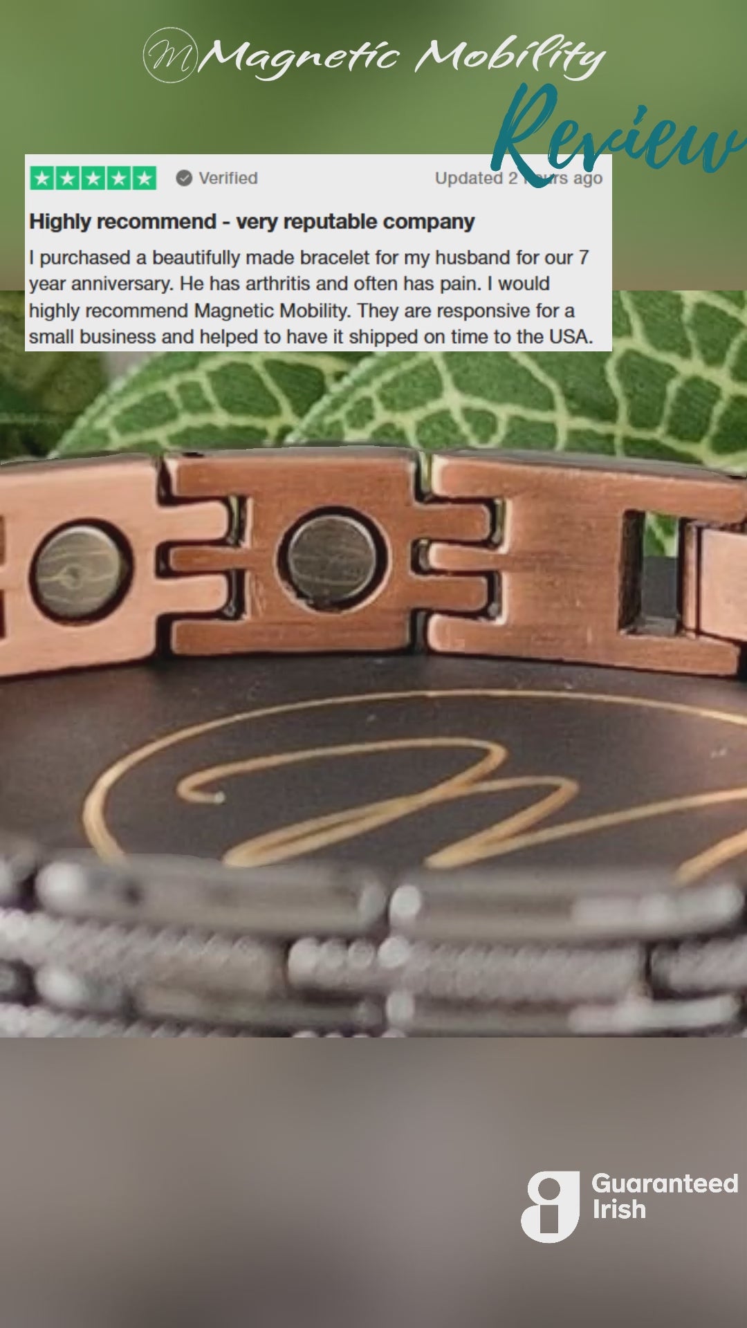 a video howcasing a customer review and our response to the Nightshade Copper Magnetic Bracelet