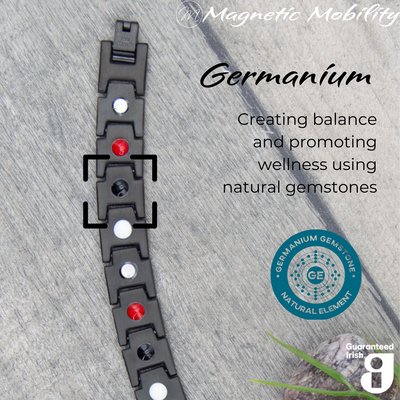 Unlock the pathway to wellness with the Alexanders Sky 4in1 Magnetic Bracelet for men. The back of this stunning bracelet reveals its hidden gem – Germanium elements. Experience the power of this natural gemstone as it promotes overall well-being and vitality. Elevate your style and embrace a healthier lifestyle with this exceptional accessory today! 