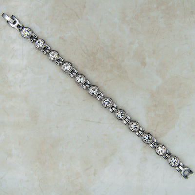 Top view of April birthstone magnetic bracelet for women as part of the Tripple gift set. 