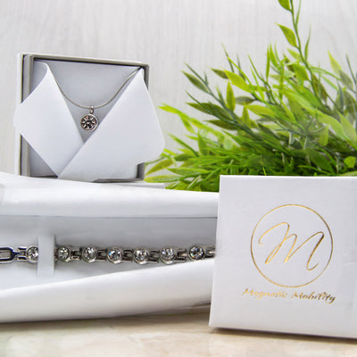 April Birthstone Gift Set for Women containing a Magnetic Necklace and a 4in1 Health Element Magnetic Bracelet.