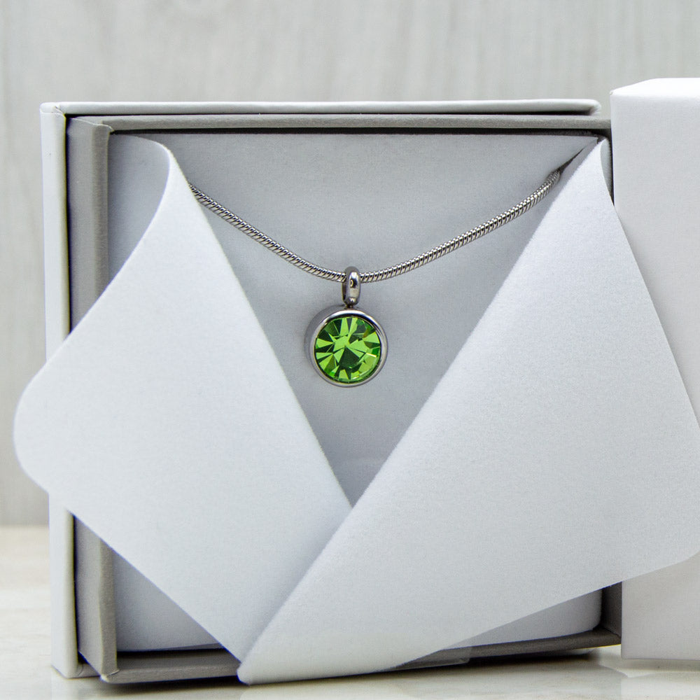 August Birthstone Magnetic Necklace for Women in Luxury Gift Box - makes a beautiful present. Periodot Green Gemstone