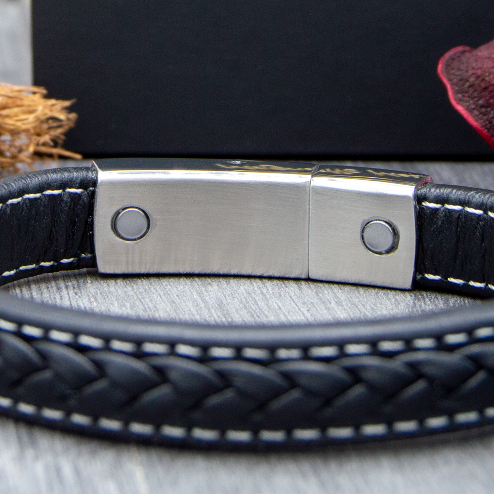 View of the Magnets in our Mens Leather Bracelet