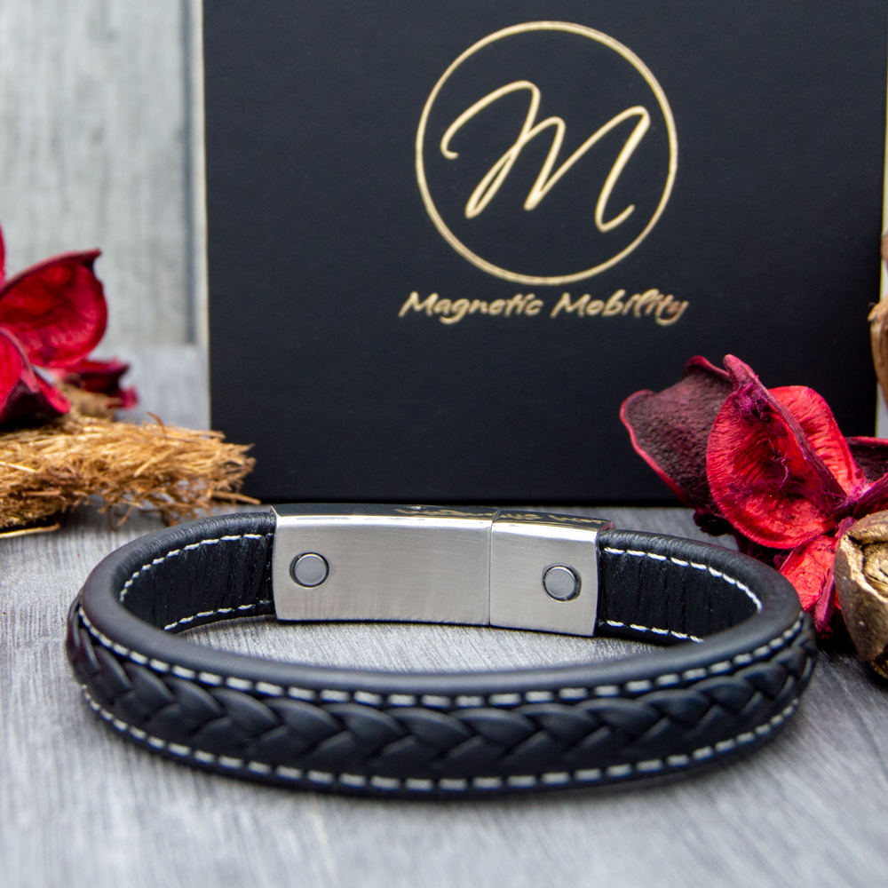 Leather magnetic therapy bracelet deals