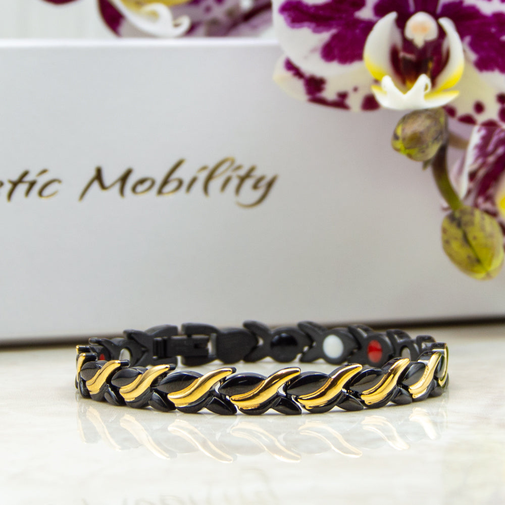 Black and gold plated 4in1 Magnetic Bracelet for women