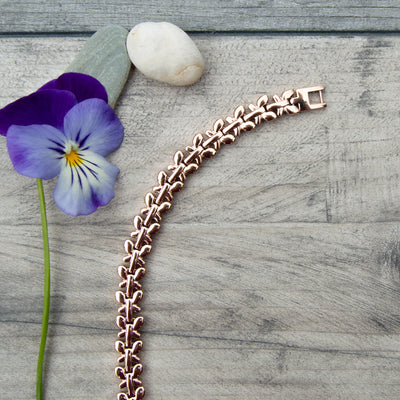 Top view of Buddleia Dawn Magnetic Bracelet. 
