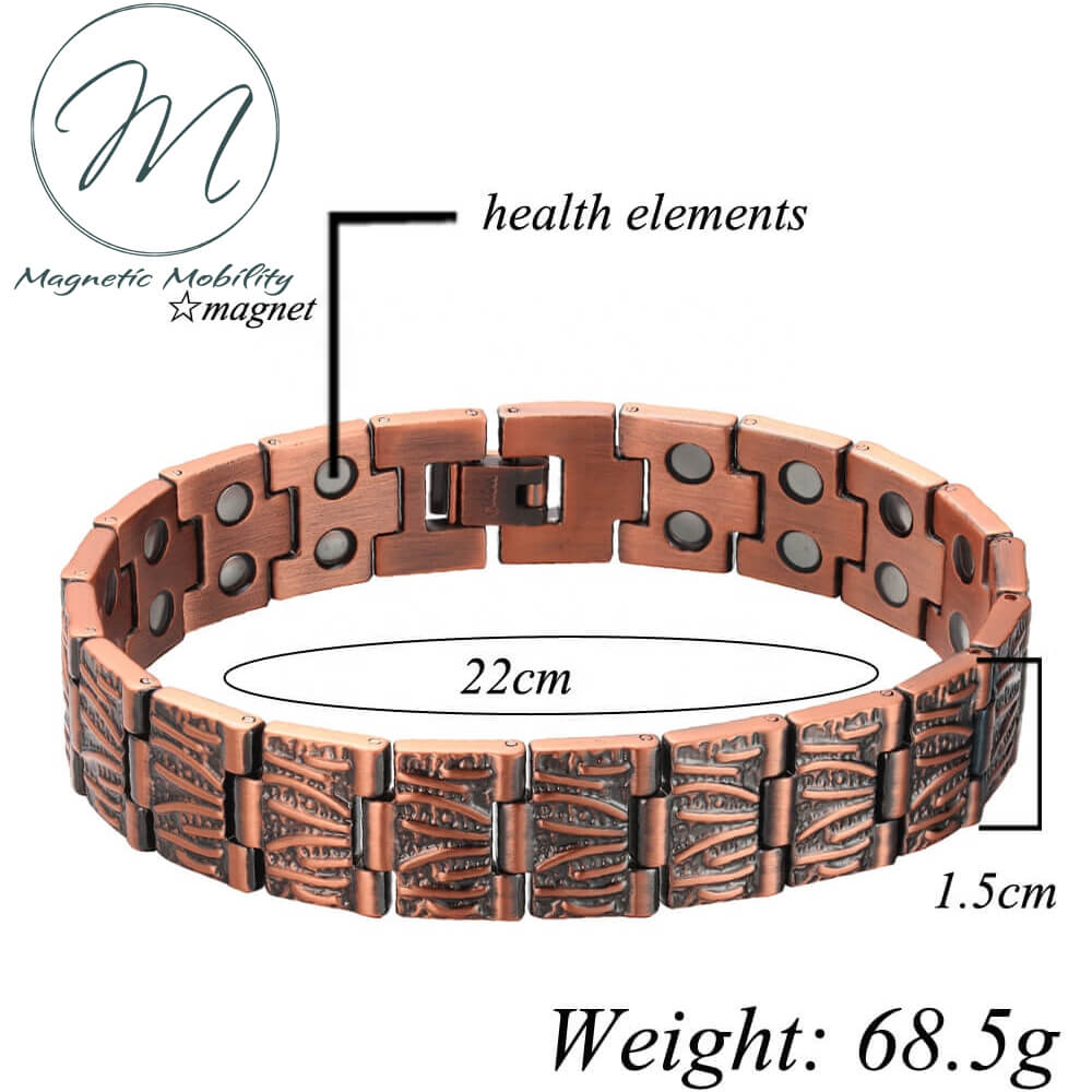 Comfortable & Adjustable Magnetic Copper Bracelet for Men. 99.9% pure Copper, Double row of 3000 gauss Neodymium Magnets: Relieve Pain, Reduce inflammation, Improve circulation, Improve immune function. Get back to living your best life pain free! Helps relieve  Arthritis and joint/muscle pain. Ideal gift! Buy Irish