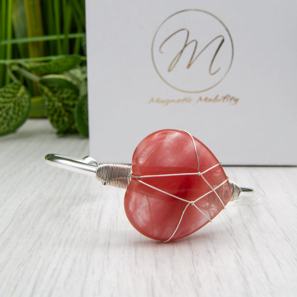 Red quartz heart stone copper bracelet