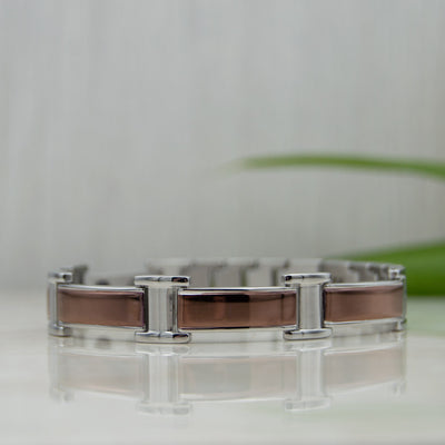 Illyrian Dawn 4in1 Magnetic Bracelet, Silver-plated Stainless Steel with an enticing metallic beige-brown design.