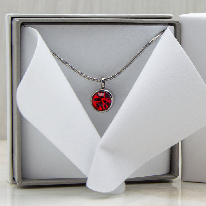 January Birthstone Magnetic Necklace for Women in Luxury Gift Box - makes a beautiful present. Red gemstone,